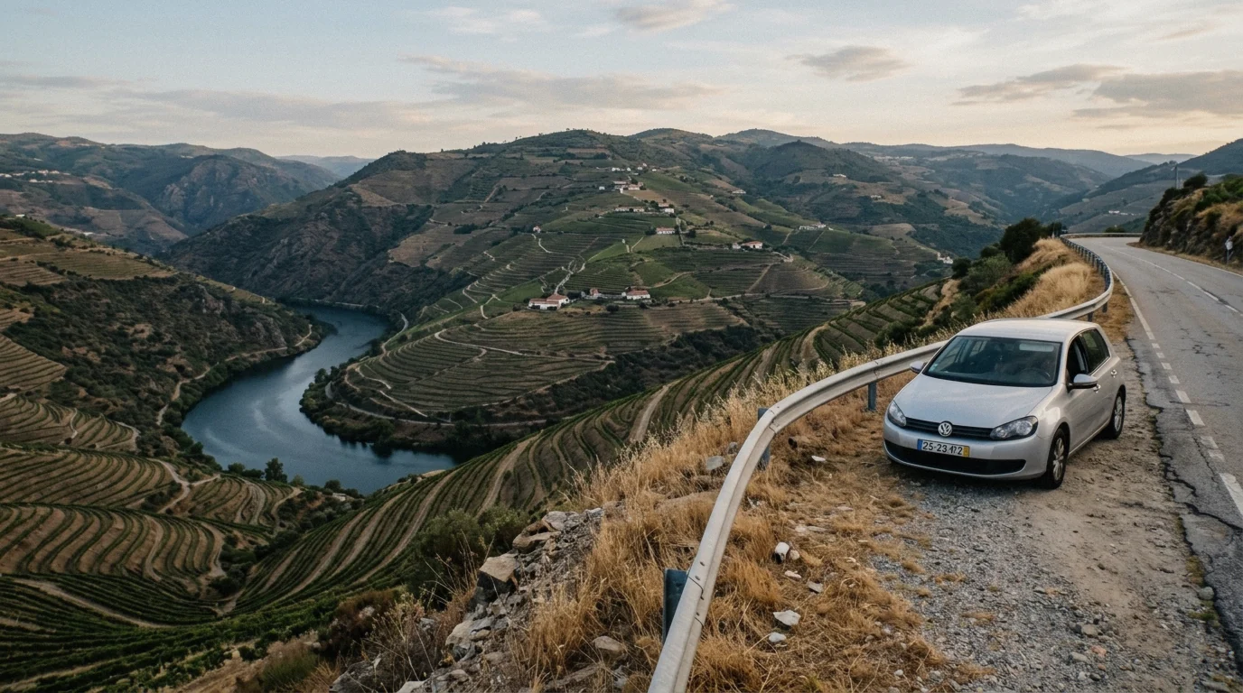 Douro Valley viewpoint over terraced vineyards on the N222 road, the region compared against other wine regions